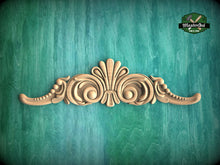 Load image into Gallery viewer, Ornate Wooden Scrollwork Applique for Home Decoration, Unpainted, Wood applique for fireplace surround and mantel
