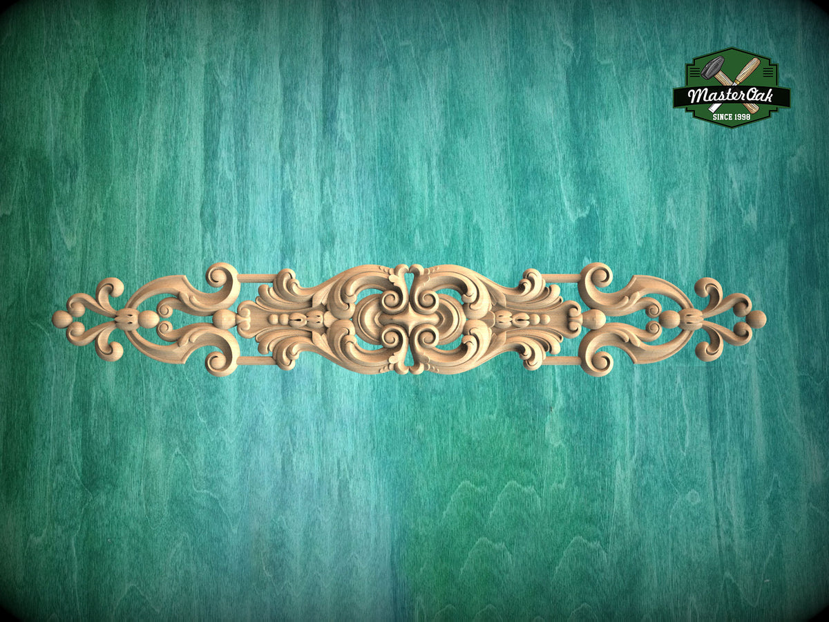 Baroque-Style Wooden Carving for Sophisticated Wall Decor, 1pc, Unfinished, Home Wall Embellishments, Furniture Carving, Wood Onlay