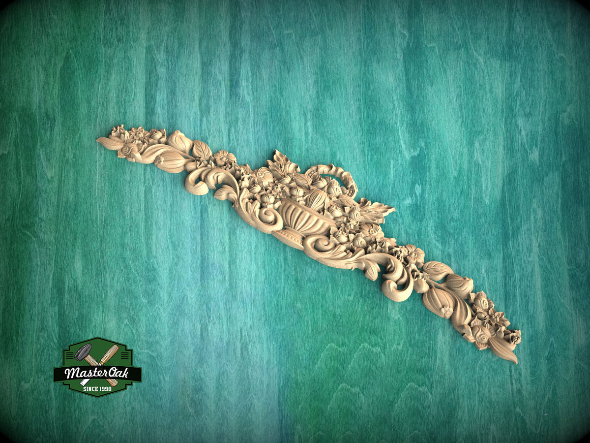 Renaissance-Inspired Wooden Carving with Floral Motifs for Classic Interiors