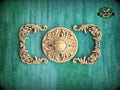 Rococo Style Wooden Carving with Center Medallion for Classic Elegance, 1pc, Unfinished, Home Wall Embellishments, Furniture Wood Onlay