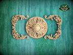 Rococo Style Wooden Carving with Center Medallion for Classic Elegance, 1pc, Unfinished, Home Wall Embellishments, Furniture Wood Onlay