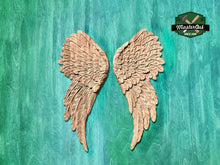 Load image into Gallery viewer, Angelic Wooden Feather Wings Wall Art, 1 pair, decorative wood trim, distressed angel wings
