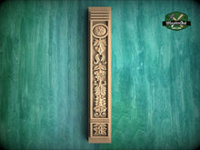 Load image into Gallery viewer, Elegance Etched in Grain: An Ornate Wooden Pilaster Carving, 1 pc, Unfinished, Carved Wood Trim Post Pillars

