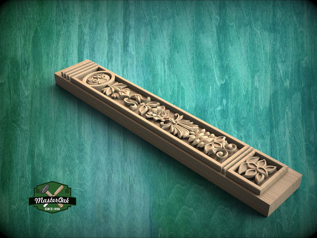 Elegance Etched in Grain: An Ornate Wooden Pilaster Carving, 1 pc, Unfinished, Carved Wood Trim Post Pillars