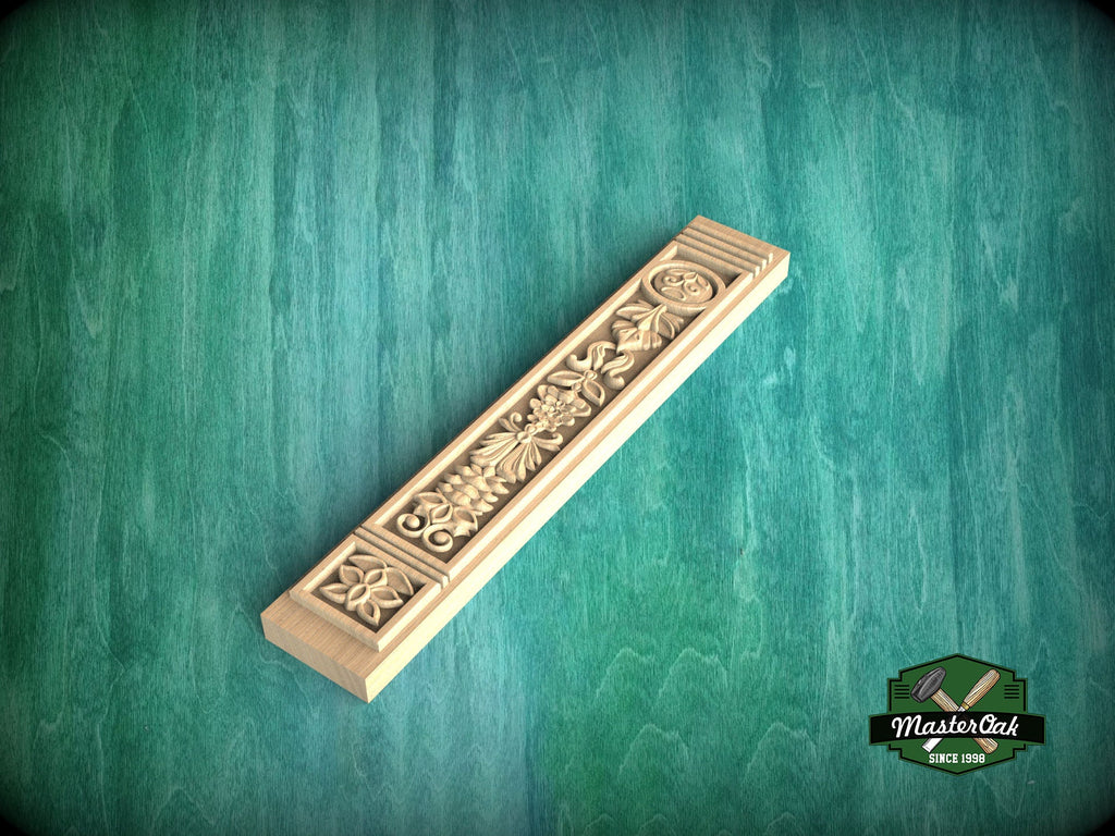 Elegance Etched in Grain: An Ornate Wooden Pilaster Carving, 1 pc, Unfinished, Carved Wood Trim Post Pillars