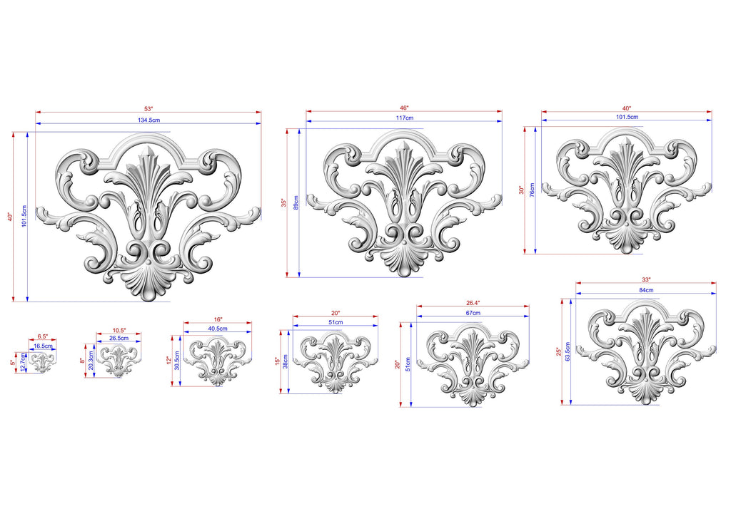 Baroque Inspired Wooden Scrollwork Applique for Classic Interiors, 1 pc, decorative wood trim