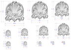 Scallop Shell Wooden Applique with Ornamental Scrolls, Wood Carved Applique Onlay, 1pc,Unpainted Home Wall Embellishments, Furniture Carving