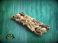 Load image into Gallery viewer, Vertical Symmetrical Acanthus Leaf Wooden Applique, 1pc, Unfinished, Home Wall Embellishments, Furniture Carving, Wood Onlay
