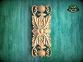 Vertical Symmetrical Acanthus Leaf Wooden Applique, 1pc, Unfinished, Home Wall Embellishments, Furniture Carving, Wood Onlay