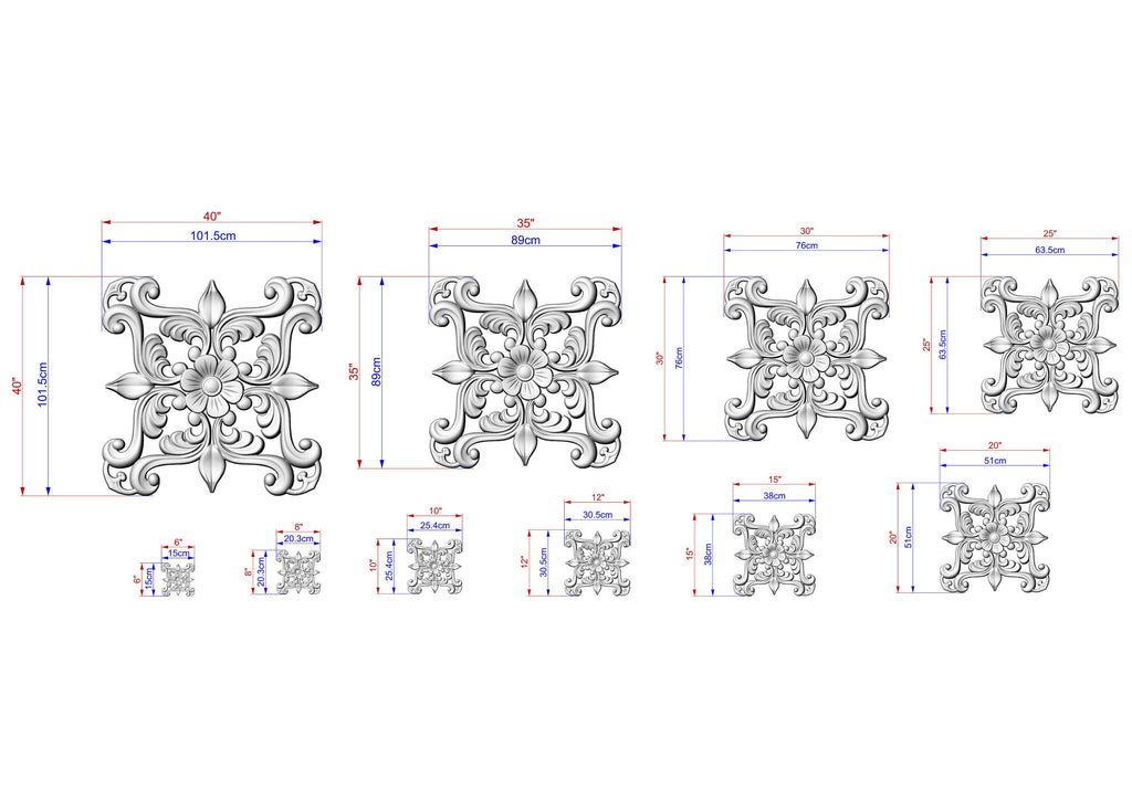 Ornate Floral Cross Wooden Applique for Elegant Decor, 1pc, Home Wall Embellishments, Furniture Carving, Wood Onlay, Unpainted