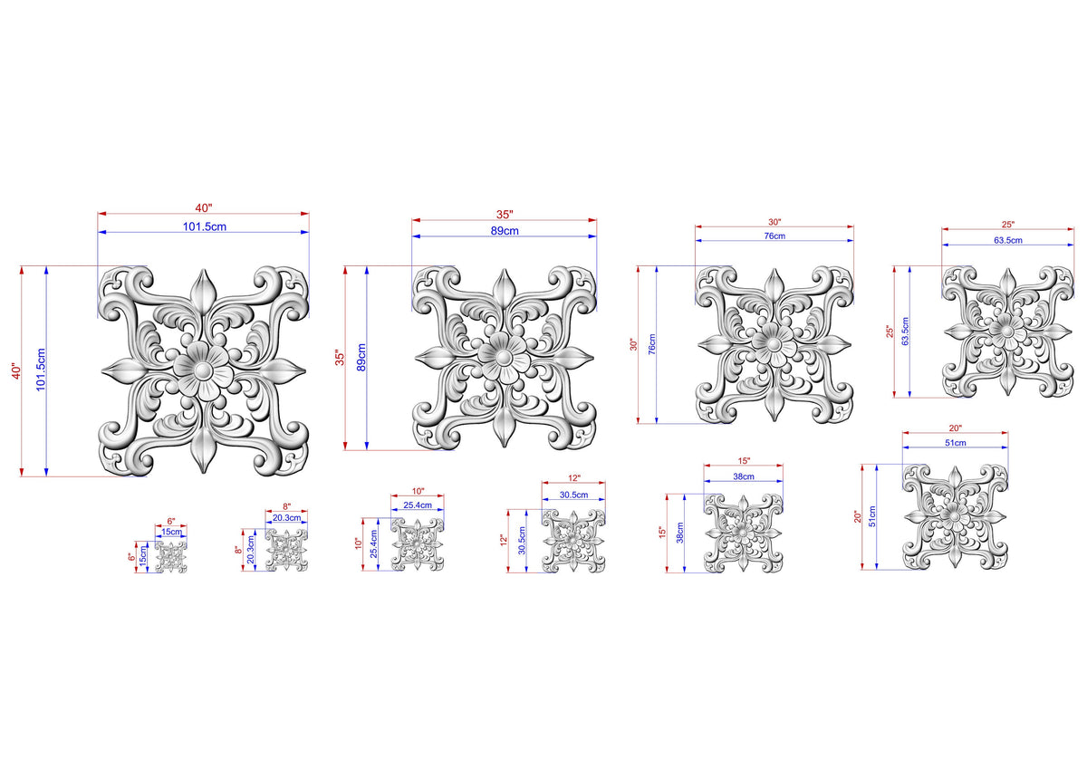 Ornate Floral Cross Wooden Applique for Elegant Decor, 1pc, Home Wall Embellishments, Furniture Carving, Wood Onlay, Unpainted