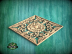 Wooden Carved Medallion with Floral Design, 1pc, Home Wall Embellishments, Furniture Carving, Wood Onlay, Unpainted