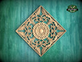 Wooden Carved Medallion with Floral Design, 1pc, Home Wall Embellishments, Furniture Carving, Wood Onlay, Unpainted