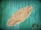 Victorian Style Wooden Onlay with Central Medallion, 1pc, Unfinished, Home Wall Embellishments, Furniture Wood Onlay