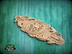Victorian Style Wooden Onlay with Central Medallion, 1pc, Unfinished, Home Wall Embellishments, Furniture Wood Onlay