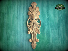 Load image into Gallery viewer, Acanthus Leaf Wood Carving Onlay with Elegant Scrolls, Furniture Carving, Wood Onlay, 1pc, Unpainted
