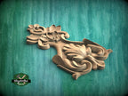 Floral Bouquet Wood Carving Onlay with Decorative Elements,  1pc, Unpainted, Home Wall Embellishments, Furniture Carving, Wood Onlay