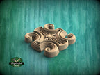 Cross-Shaped Wooden Rosette with Scrollwork, 1 piece, Unpainted, Home Wall Embellishments, square wood onlays, wood wall art decor