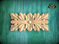 Rectangular Symmetrical Leaf Pattern, Wooden Rosette, 1 piece, Unpainted, Home Wall Embellishments,  Wood onlays, wood wall art decor