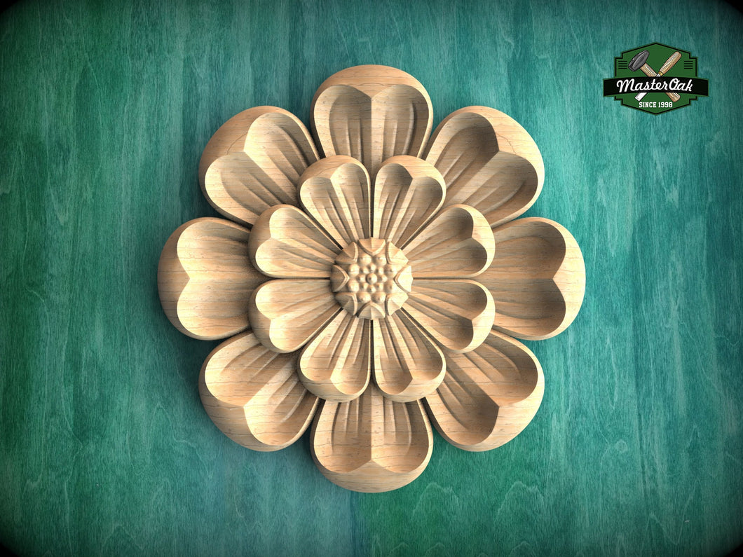 Ornate Wooden Carved Rosette, 1 piece, Unpainted, Home Wall Embellishments, round wooden trims, wood wall art decor