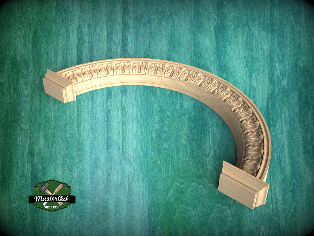 Floral Elegance Carved Arch, 1pc, Unpainted, Home Wall Embellishments, Furniture Carving, Wood Onlay
