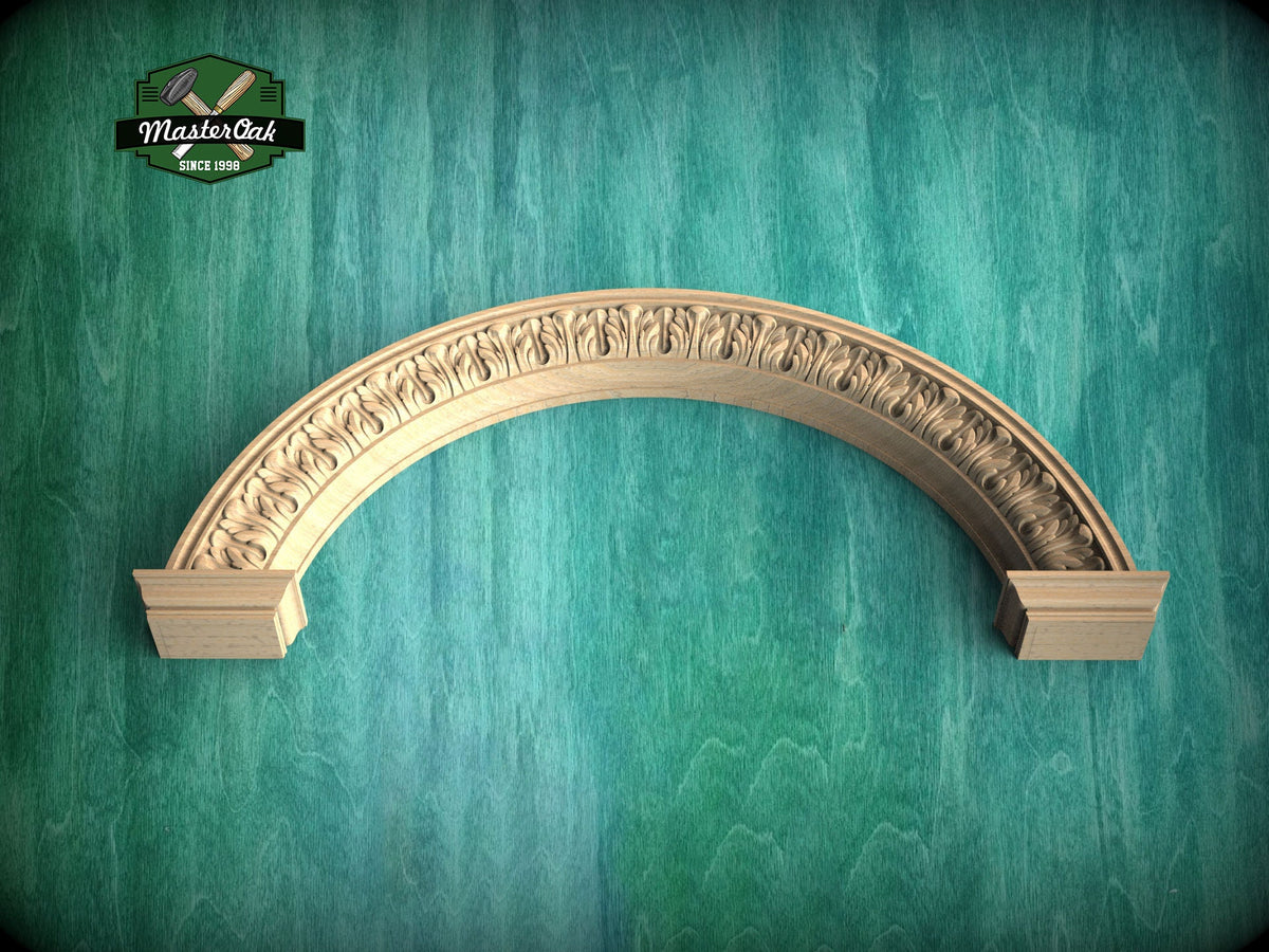 Floral Elegance Carved Arch, 1pc, Unpainted, Home Wall Embellishments, Furniture Carving, Wood Onlay