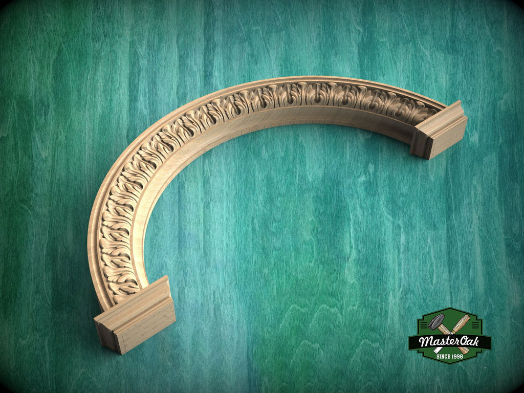 Floral Elegance Carved Arch, 1pc, Unpainted, Home Wall Embellishments, Furniture Carving, Wood Onlay