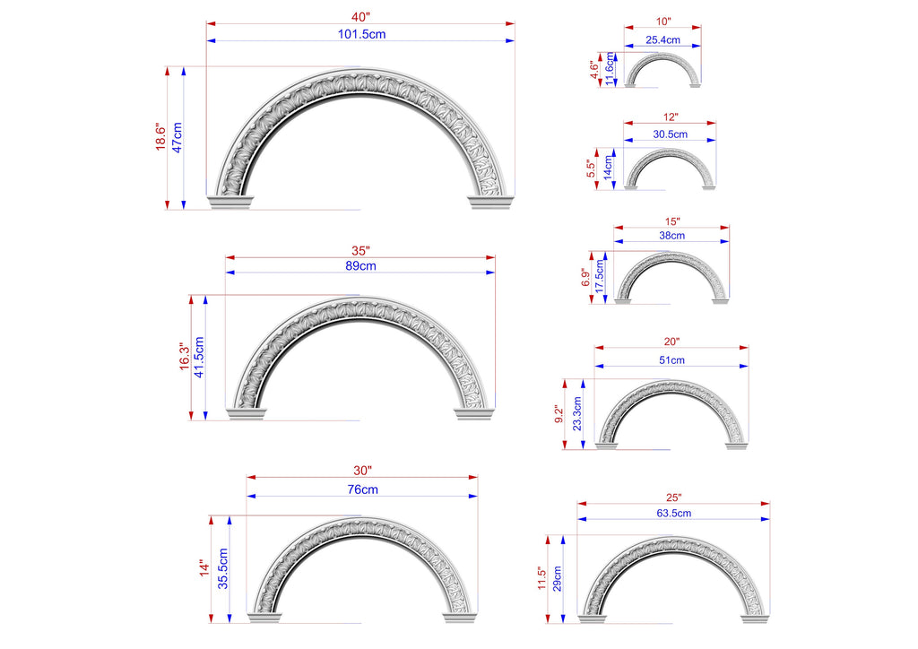 Floral Elegance Carved Arch, 1pc, Unpainted, Home Wall Embellishments, Furniture Carving, Wood Onlay