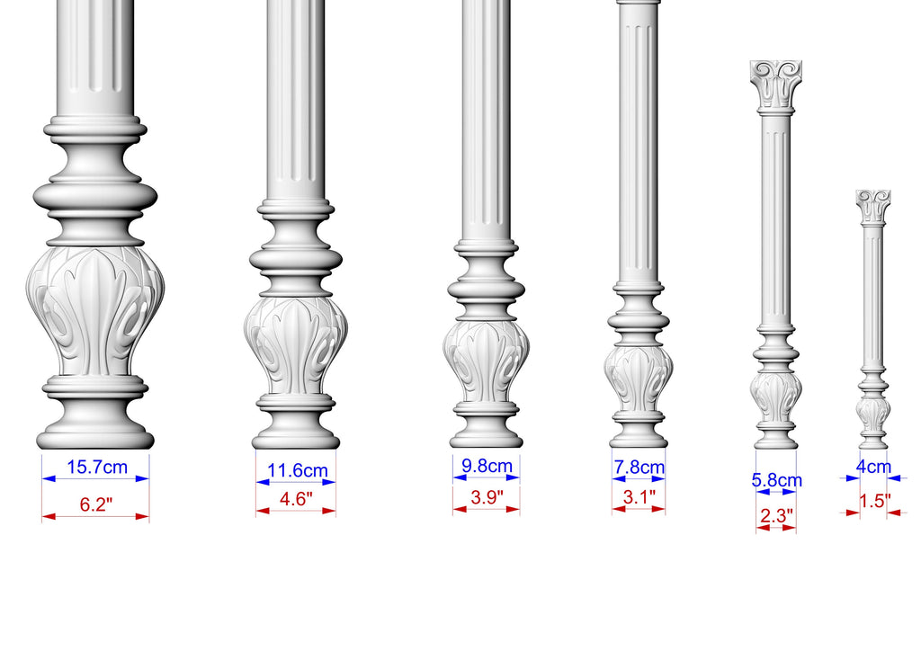 Pilaster - Elegant Corinthian Column, 1pc, Unpainted, decoration for doorways, fireplaces, cabinets