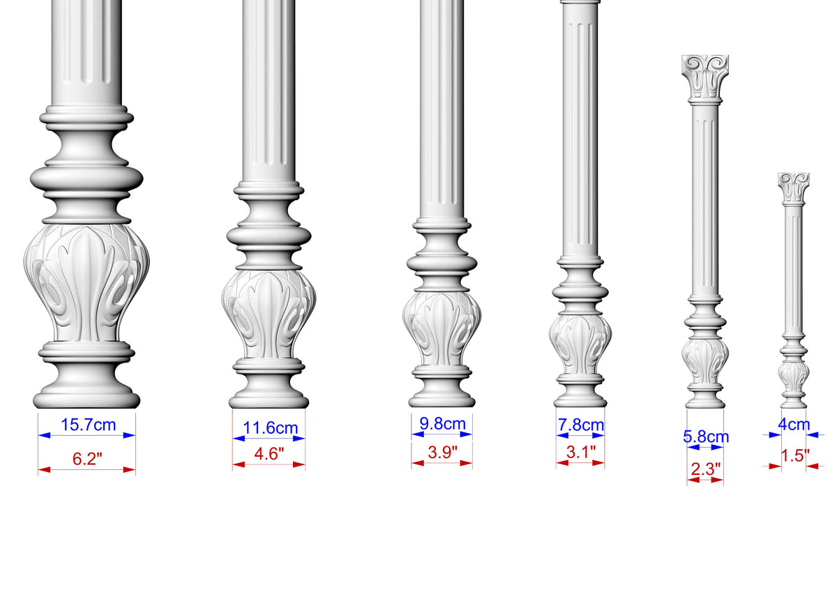 Pilaster - Elegant Corinthian Column, 1pc, Unpainted, decoration for doorways, fireplaces, cabinets