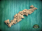 Harvest Symphony Wooden Carving, Grapes & Acanthus Ornament, 1pc, Unpainted, Carved Wood Applique for Fireplace Mantel