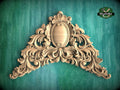 Victorian Flourish: Carved Wooden Archway Keystone, Unpainted, 1pc, Home Wall Embellishments, Furniture Carving, Ornamental Woodwork