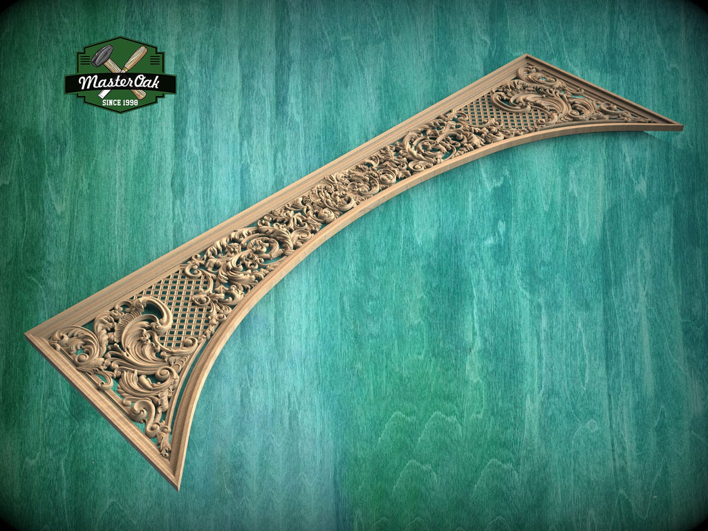 Baroque Elegance: Carved Wooden Lattice Arch, 1pc, Unpainted, Home Wall Embellishments, Furniture Carving, Wood Onlay