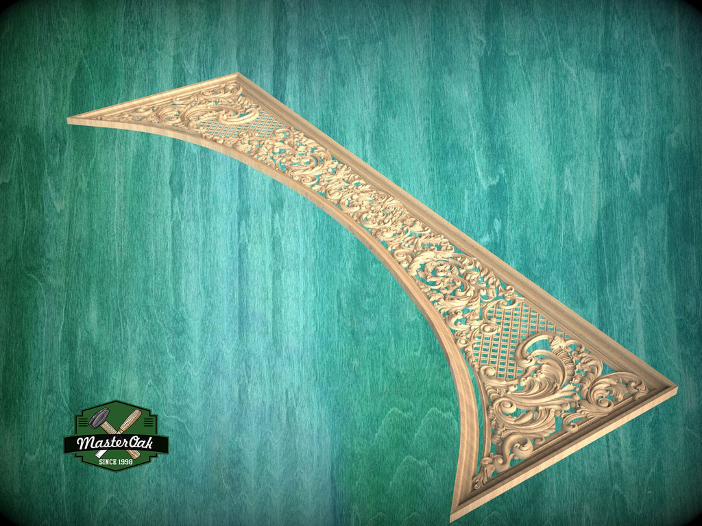 Baroque Elegance: Carved Wooden Lattice Arch, 1pc, Unpainted, Home Wall Embellishments, Furniture Carving, Wood Onlay