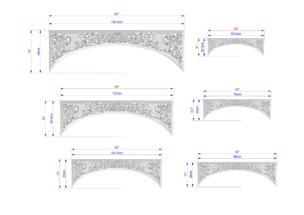 Baroque Elegance: Carved Wooden Lattice Arch, 1pc, Unpainted, Home Wall Embellishments, Furniture Carving, Wood Onlay