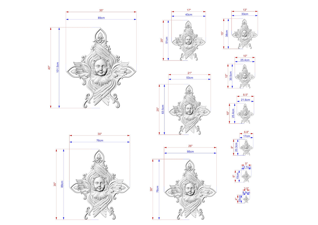 Celestial Grace: Artisanal Carved Angelic Visage, 1pc, Angel's wings, Carved Cherub, religion decor, carved decoration of wood, wooden onlay