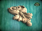 Victorian Elegance: Carved Wooden Acanthus Onlay, 1 pc, Unpainted, decorative wood trim