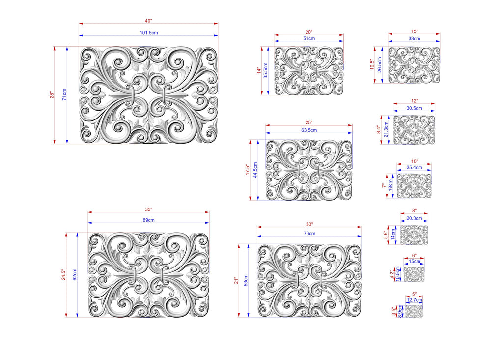 Baroque Elegance: Handcrafted Wooden Panel, Carved Wood Onlay, 1pc, Unpainted, Furniture Carving, Wood Onlay