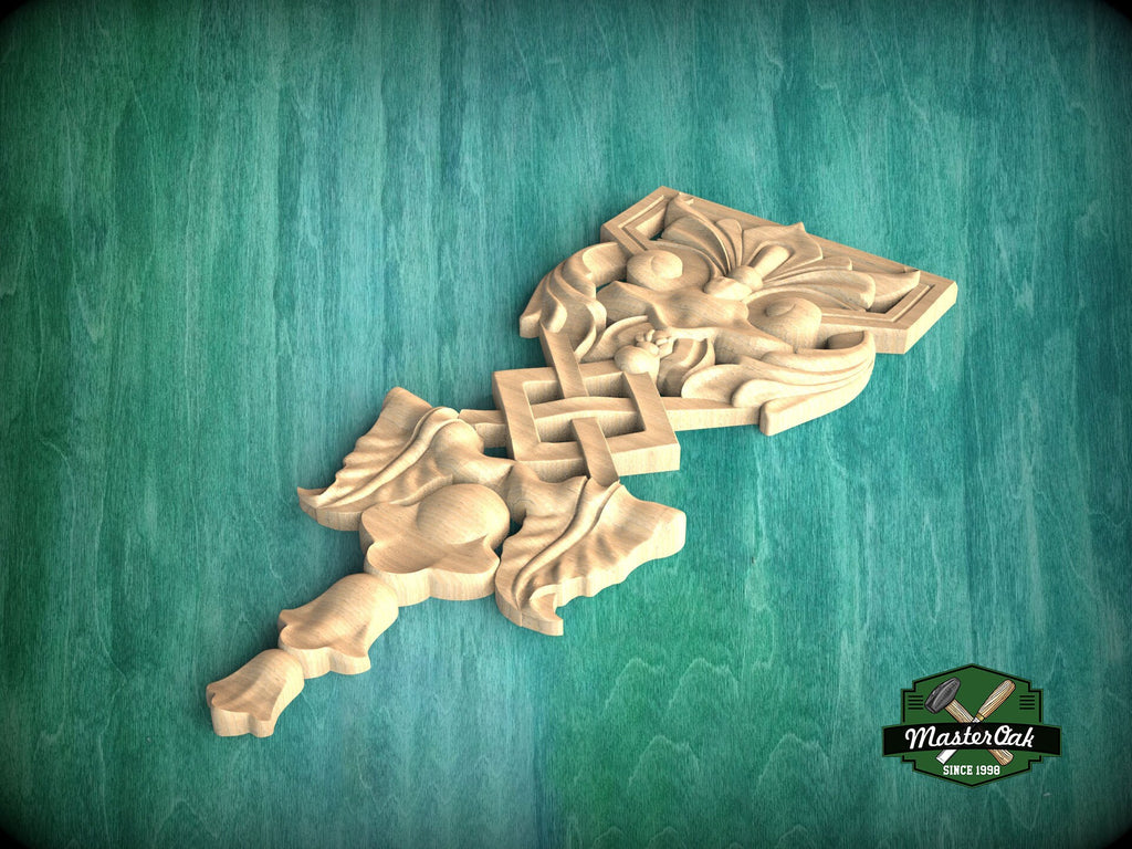 Exquisite Wooden Carved Onlay - Elegance Meets Timeless Craftsmanship, 1 pc, Unpainted, decorative wood trim
