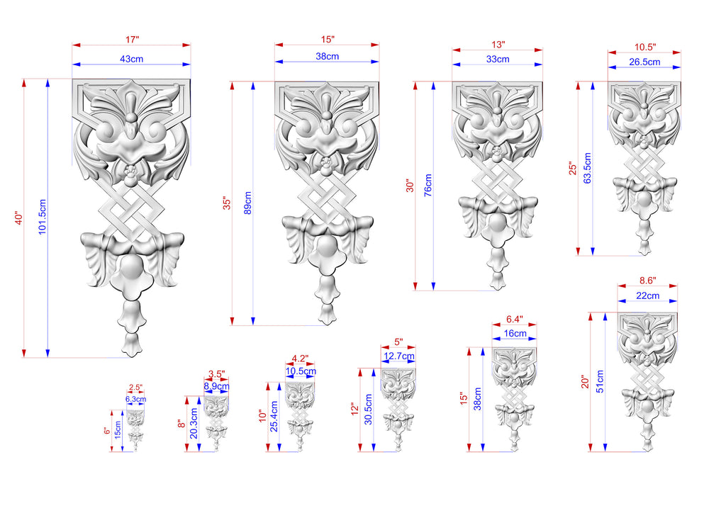 Exquisite Wooden Carved Onlay - Elegance Meets Timeless Craftsmanship, 1 pc, Unpainted, decorative wood trim