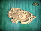 Monogrammed Elegance: Customizable Crest Wooden Onlay, Unpainted, 1pc, Home Wall Embellishments, Furniture Carving