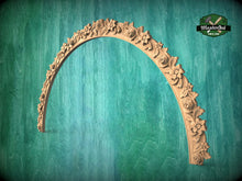 Load image into Gallery viewer, Blossoming Arch: Floral Wood Carving, 1pc, Unpainted, Home Wall Embellishments, Furniture Carving, Wood Onlay
