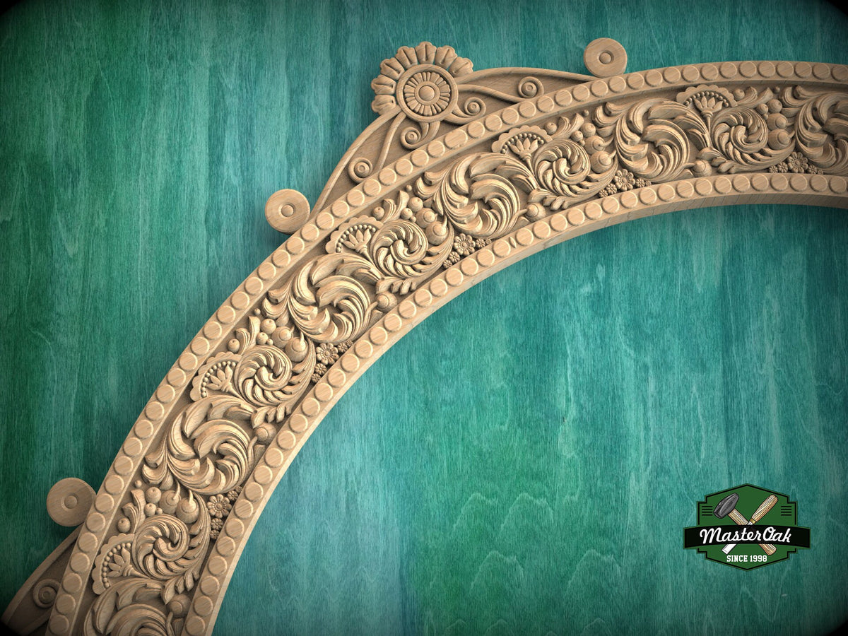 Ornate Elegance: Classical Wooden Archway, 1pc, Unpainted, Home Wall Embellishments, Furniture Carving, Wood Onlay