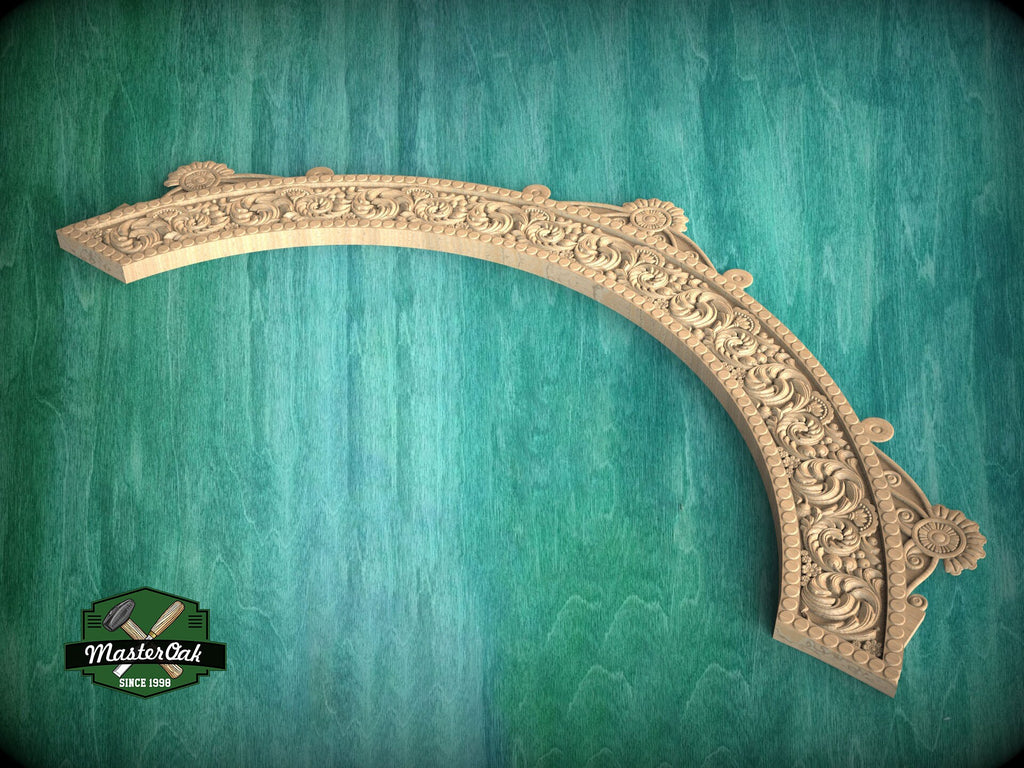 Ornate Elegance: Classical Wooden Archway, 1pc, Unpainted, Home Wall Embellishments, Furniture Carving, Wood Onlay