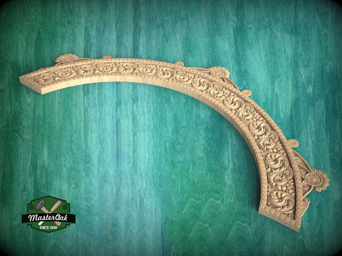 Ornate Elegance: Classical Wooden Archway, 1pc, Unpainted, Home Wall Embellishments, Furniture Carving, Wood Onlay