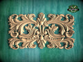 Baroque Splendor: Symmetrical Carved Wood Onlay, Wooden Panel, 1pc, Unpainted, Furniture Carving, Architectural Woodwork