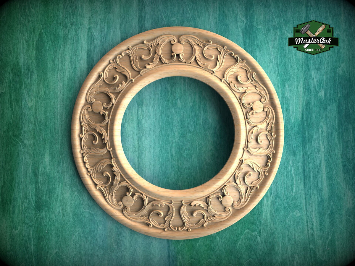Elegant Wooden Carved Circular Frame - Chandelier Ceiling Mount, 1 pc, Unpainted, ceiling carved rosettes