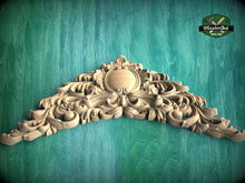 Load image into Gallery viewer, Victorian Flourish: Carved Wooden Archway Keystone, Unpainted, 1pc, Home Wall Embellishments, Furniture Carving, Ornamental Woodwork
