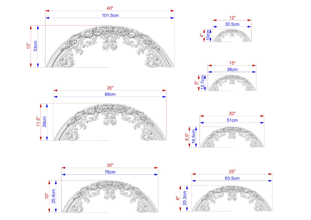 Regal Rhapsody: Carved Wooden Arch Appliqué, 1pc, Unpainted, Home Wall Embellishments, Furniture Carving, Wood Onlay