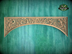 Baroque Elegance: Carved Wooden Lattice Arch, 1pc, Unpainted, Home Wall Embellishments, Furniture Carving, Wood Onlay